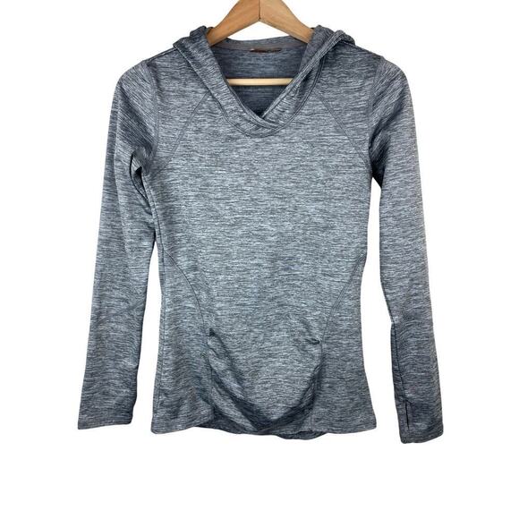 Zella Women's XS Gray Heathered Athletic V-Neck Hoodie - Picture 1 of 8
